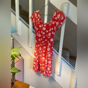 Red floral dress